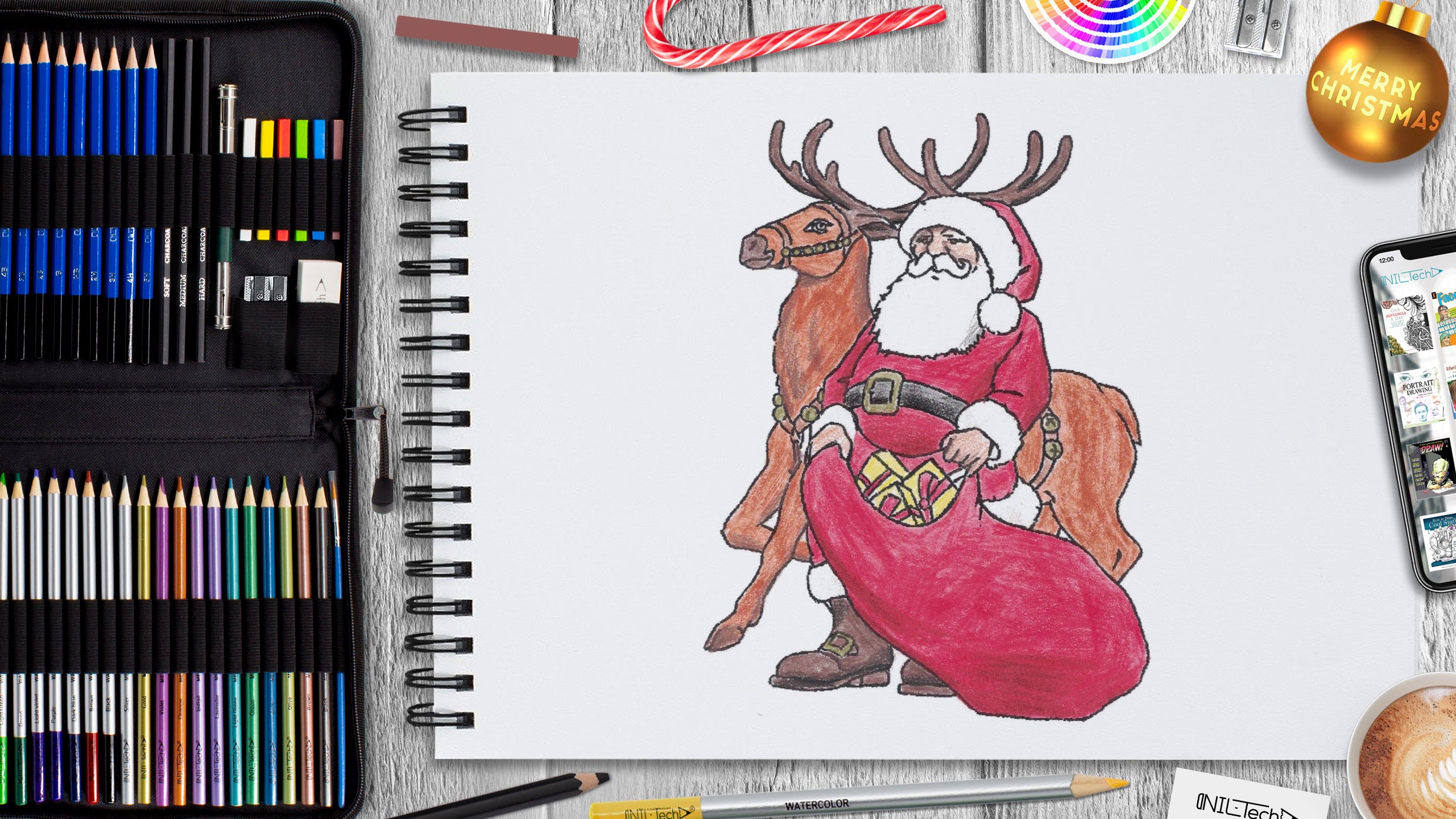 How To Draw Santa Easy Step-By-Step Tutorial - Made with HAPPY